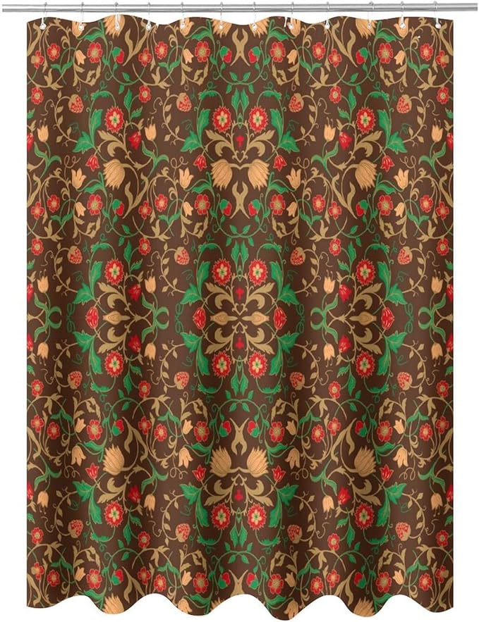 William Morris Original Design Vintage Shower Curtain Furniture Bathroom Fabric Decorations Washable Shower Curtain with Hooks 72x78 Inches(183x200cm), Style-1