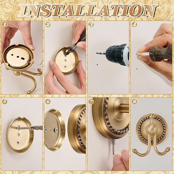 6 Pcs Antique Brass Gold Bathroom Hardware Set, Adjustable Towel Bar Holder (15.7-26.7 Inch), Toilet Paper Holder, Robe Hook, Toilet Brush & Soap Dish, Vintage Wall Mounted Accessories
