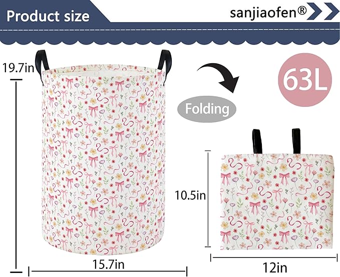 Laundry Hamper Baby Nursery Hamper Waterproof Foldable Kids Laundry Basket Kids Dirty Clothes Hampers Girl Room Decor for Home Gift Baskets(Bouquet)