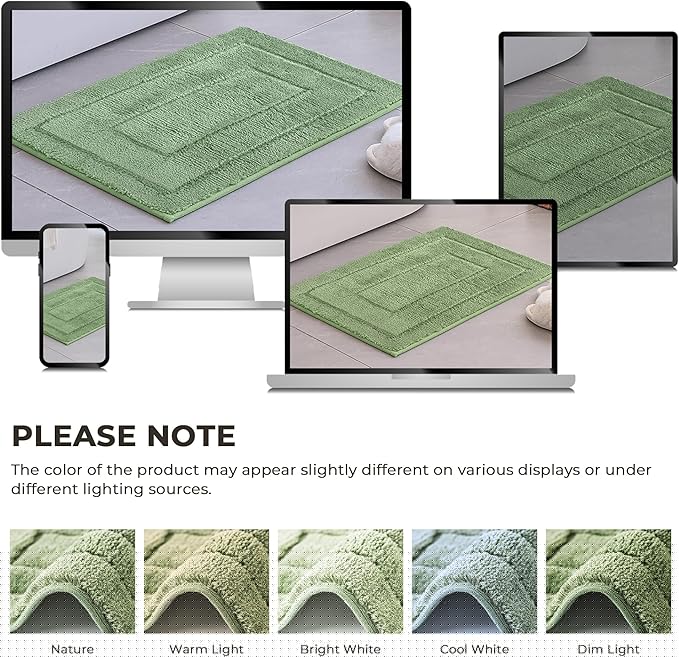 GRANNY SAYS Sage Green Bathroom Rugs Non Slip, 20" x 32", Bathroom Rugs Washable,Bath Rugs for Bath,Bath Mats for Bath Floor, Microfiber Bath Mat for Tub, Absorbent Shower Rug