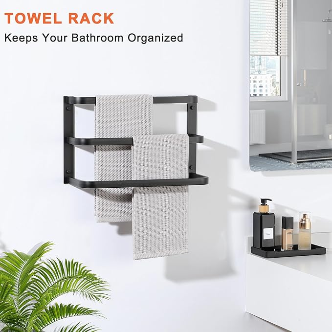 Towel Racks for Bathroom 16 Inch, SUS304 Stainless Steel Rustproof 3 Towel Bars Wall Mount, Heavy Duty Towel Holder for Bathroom Laundry Room Hotel Modern Home Decor