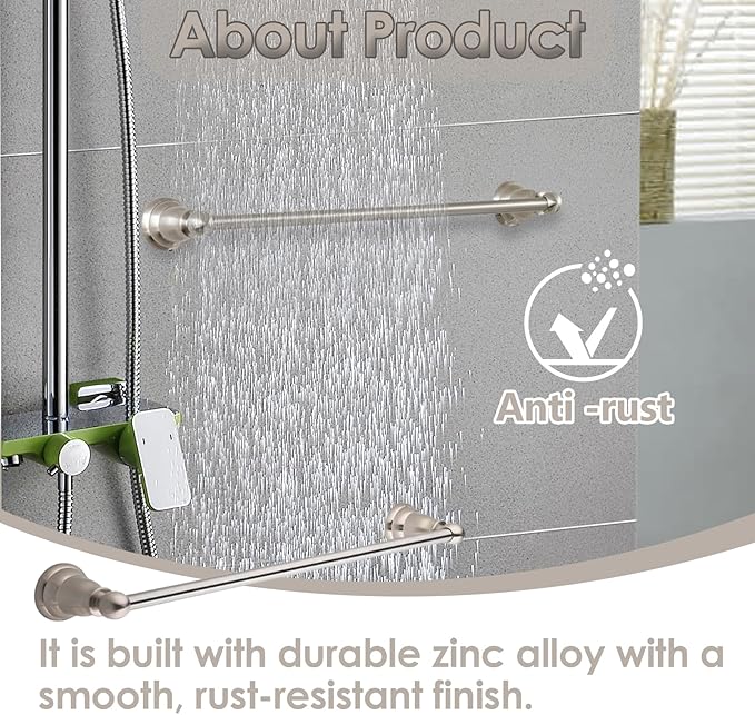 18 Inch Towel Bar for Bathroom,Satin Nickel, Wall Mounted Heavy Duty Towel Holder, Space-Saving Design, Modern Bathroom Décor Bathroom Towel Holder for Hand Towels, Kitchen Towels