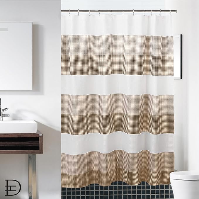 Dainty Home Waffle Weave Waterproof Shower Curtains for Bathroom Clearance, Natural Taupe 70" x 72", Clearance Shower Curtains, Bath Curtains, Shower Curtain Waterproof Fabric