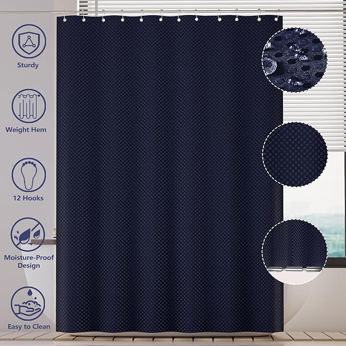 XLHOMO Bathroom Set - 25PC Blue Bathroom Set with Shower Curtain and Rugs, Bathroom Accessories Set, Blue Shower Curtain Set with Bathroom Trash Can