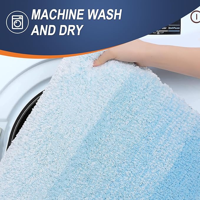 OLANLY Bathroom Rugs Mat 44x32, Extra Soft Absorbent Microfiber Bath Rugs, Rubber Backing, Quick Dry, Machine Washable Bath Mats for Bathroom Floor, Tub and Shower, Home Decor Accessories, Sky Blue