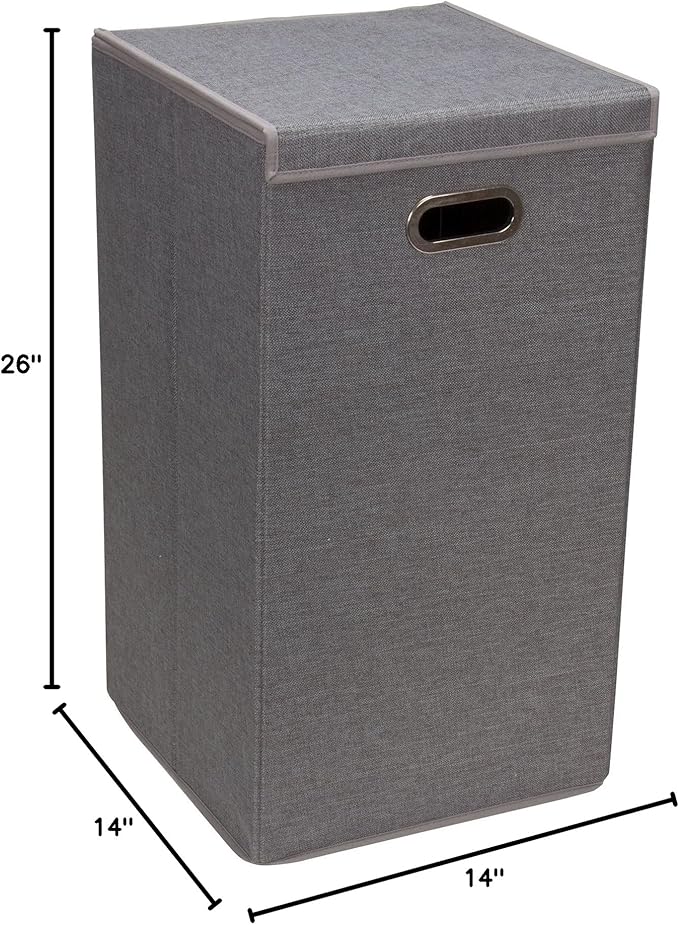 Household Essentials 5620 Collapsible Single Laundry Hamper with Magnetic Lid - Grey