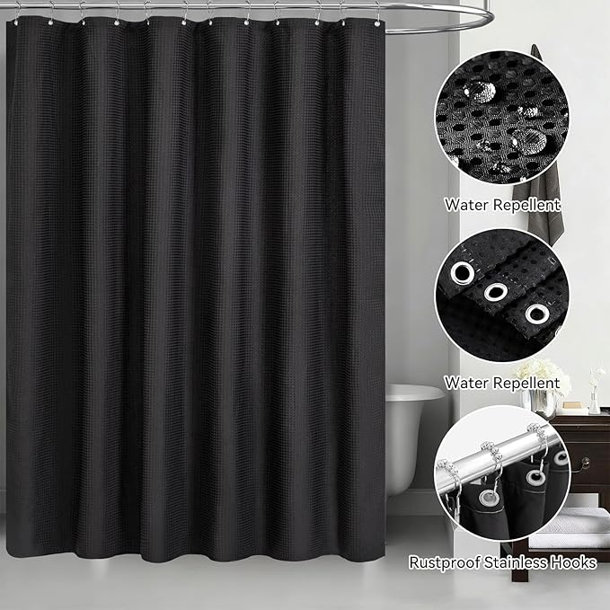 Bathroom Set - 22PCS Black Bathroom Accessories Set Trash Can Toilet Brush Holder Set Soap Dispenser Bathroom Accessory Set with Shower Curtain Bathroom Decor Set for Home, Restroom
