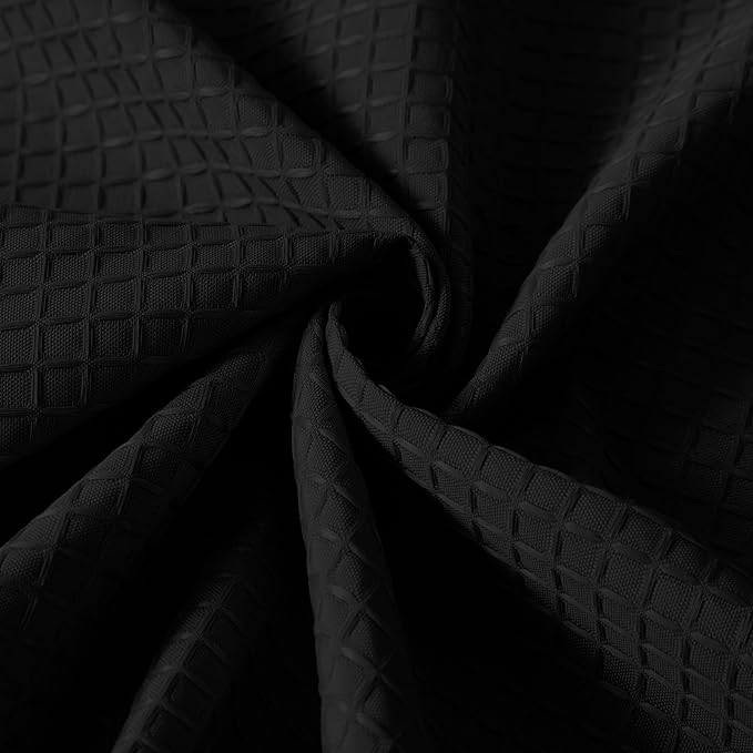 Luxury Waffle Weave Shower Curtain Elegant Hotel Style Fabric for Bathroom, Water Repellent, Machine Washable Black Waffle