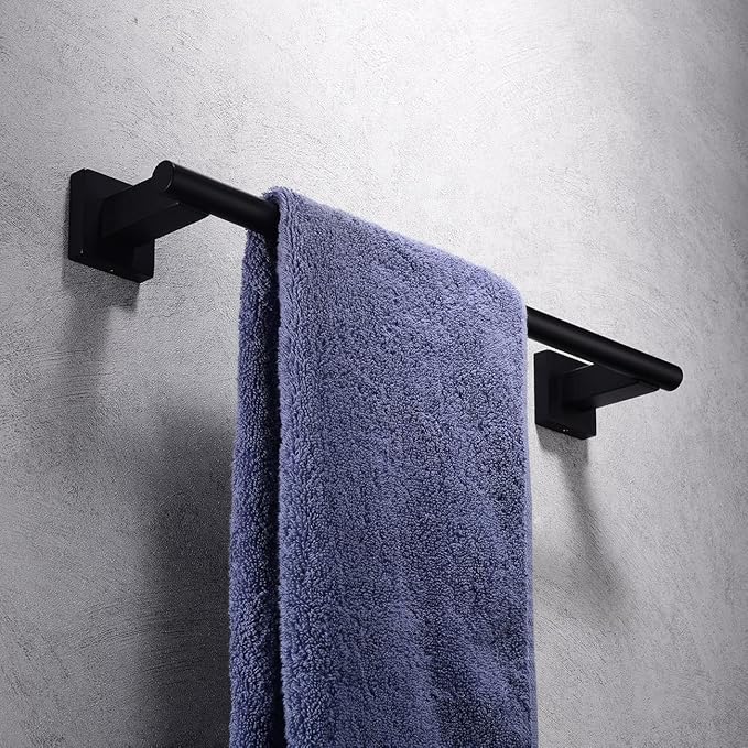 Miyili Matte Black 15.75" Towel Bar SUS 304 Stainless Steel Towel Holder for Bathroom or Kitchen Wall Mount, A02B40A