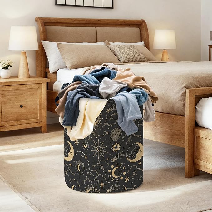 Laundry Hamper for Bedroom,Dirty Clothes Basket,Laundry Basket with Handles,Kids Girls Room Canvas Hamper Bag,Blankets,Towel,Toy Storage Organizer