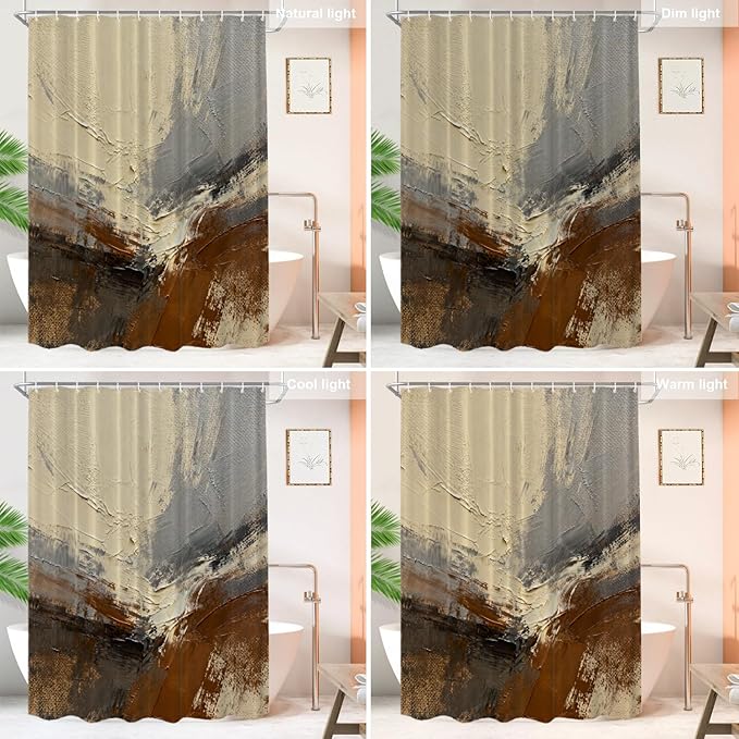 Shrahala Multicolored Modern Abstract Decorative Shower Curtain, Artists Oil Paints Closeup Bathroom Décor Polyester Fiber Waterproof with Plastic Rings for Shower Stall Bathtubs 72 x 72 in