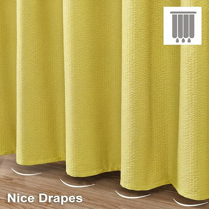 OVZME Small Stall Shower Curtain - Embossed Textured Bathroom Curtain, 36 x 72 Shower Curtain for RV Camper, Machine Washable Water Resistance, Lemon Yellow