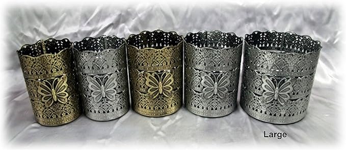 Butterfly Designed Vintage Hairbrush Holder Antique Make up Brush Holder Makeup Vanity Organizer (Brass (Matt Gold), Medium)