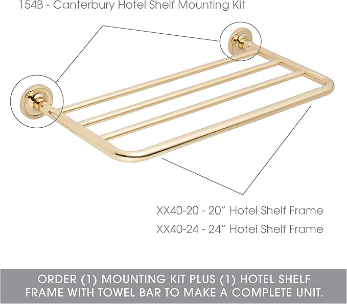 Ginger XX40-24/PB Hotel Shelf, 24" Frame, Polished Brass