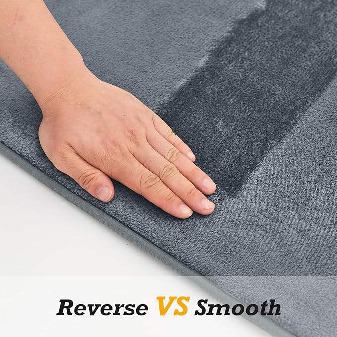 HUXMEYSON Bathroom Rugs Sets 3 Piece, Non-Slip & Quick Dry Bath Mat Set, Ultra Soft Velvet Bath Rugs for Bathroom, Toilet and Shower Floor, Grey