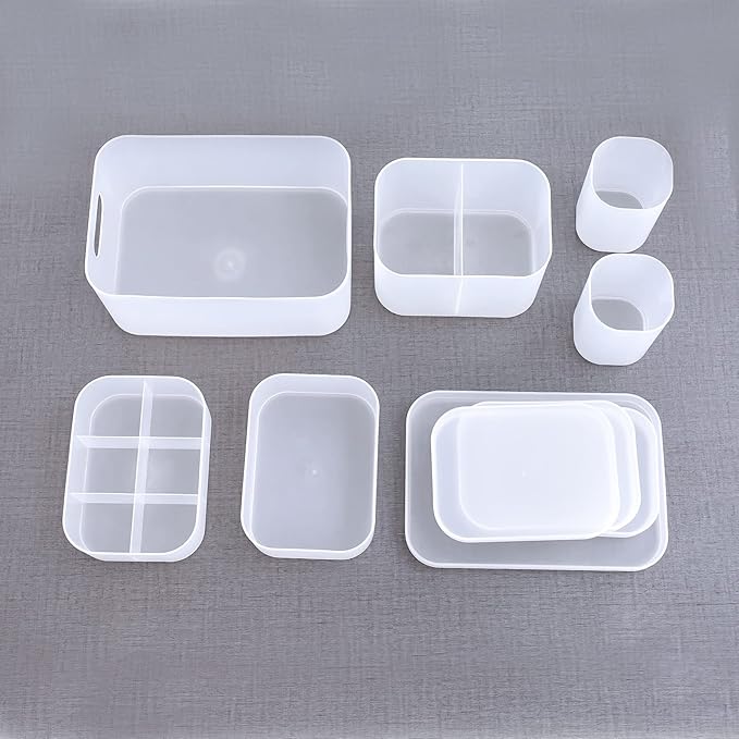 OCHEAL Makeup Organizer Case Set: Stackable Clear Vanity Storage - Multi-size Holder for Makeup, Jewelry, Toiletries