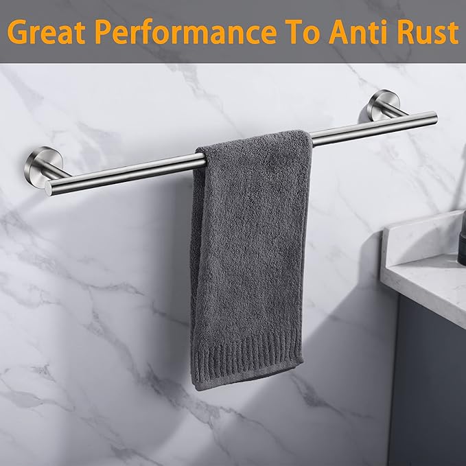 Brushed Nickel Bath Towel Bar Single Bars Towel Rack Rod Classic Wall Mounted SUS304 Stainless Steel Bathroom Towel Holder Toilet Kitchen Towel Shelf Single Layer,33 inches