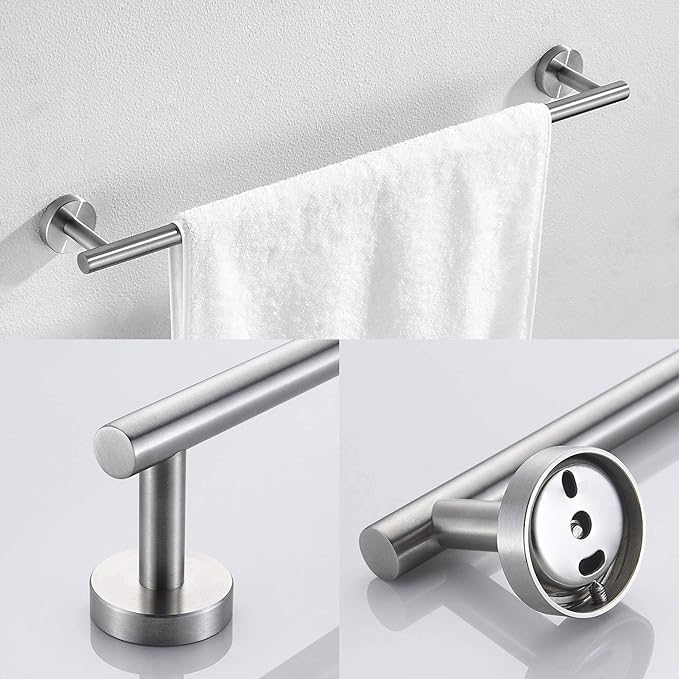 Marmolux ACC Bathroom Hardware Set - 4 Pieces Wall Mount Accessories - Towel Hooks, Hand Towel Holder, Towel Ring, Toilet Paper Holder - Made of SUS 304 Stainless Steel with Brushed Finish