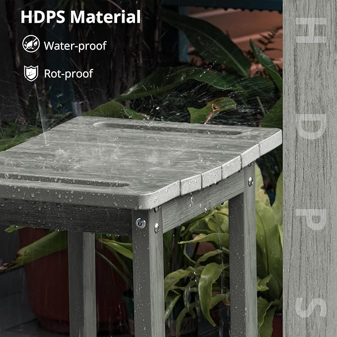 LUE BONA HDPS Shower Benches for Inside Shower, Gray Shower Stool for Shaving Legs with Shelf, Waterproof Shower Chair Seat for Spa Bathroom, Weather Resistant/Non-Slip/Handles/Indoor or Outdoor Use