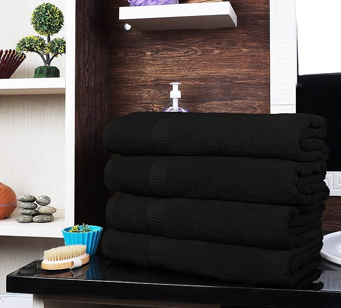 Utopia Towels Luxurious Jumbo Bath Sheet 1 Piece, 600 GSM, 35 by 70 Inches, 100% Ring Spun Cotton, Highly Absorbent and Quick Dry Extra Large Bath Towel, Super Soft Towel, Black