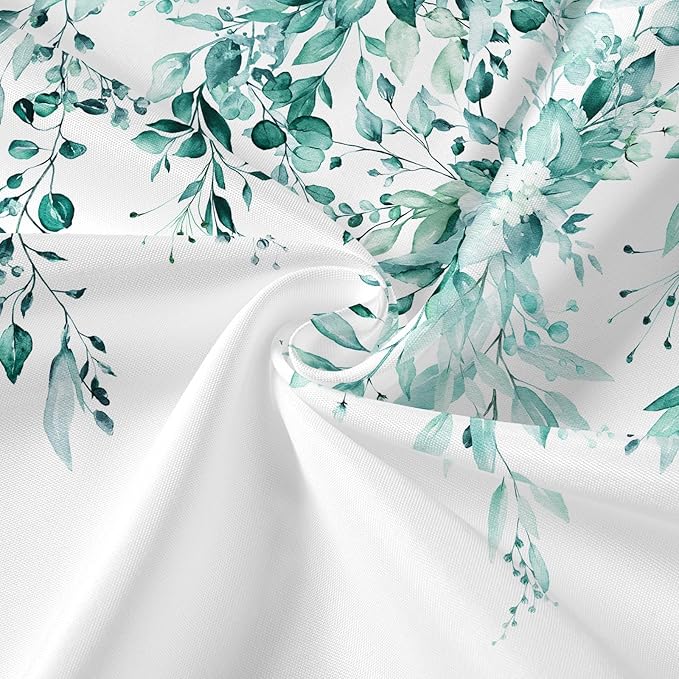 Gibelle 3 in 1 Shower Curtain Set, Teal 72x72 Eucalyptus Bath Curtain and PEVA Liner Set with 12 Metal Hooks, Waterproof Fabric Bathroom Curtain
