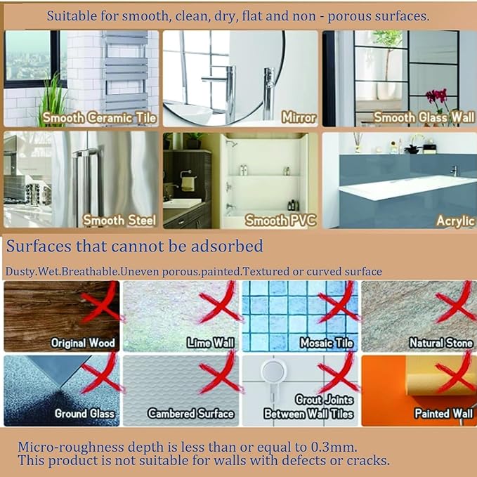 No-Drill Wall Mount Storage Box with Wave-Grip Suction Cups, Large Capacity & Heavy Duty for Bathroom Sink, Organize Cosmetics and Toiletries.(Large Size)