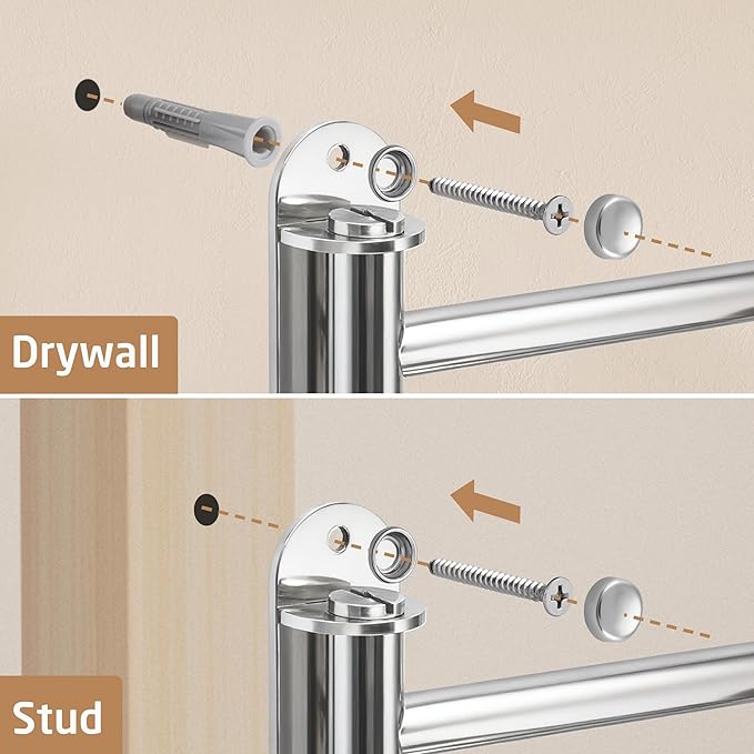 KES Swivel Towel Rack, Swing Arm Towel Bar 4-Arm Extra Long 19.5" Swing Out Towel Rack for Bathroom Wall, Hand Towel Rack Wall Mounted 18/8 Stainless Steel Polished Finish, A2103S4L50