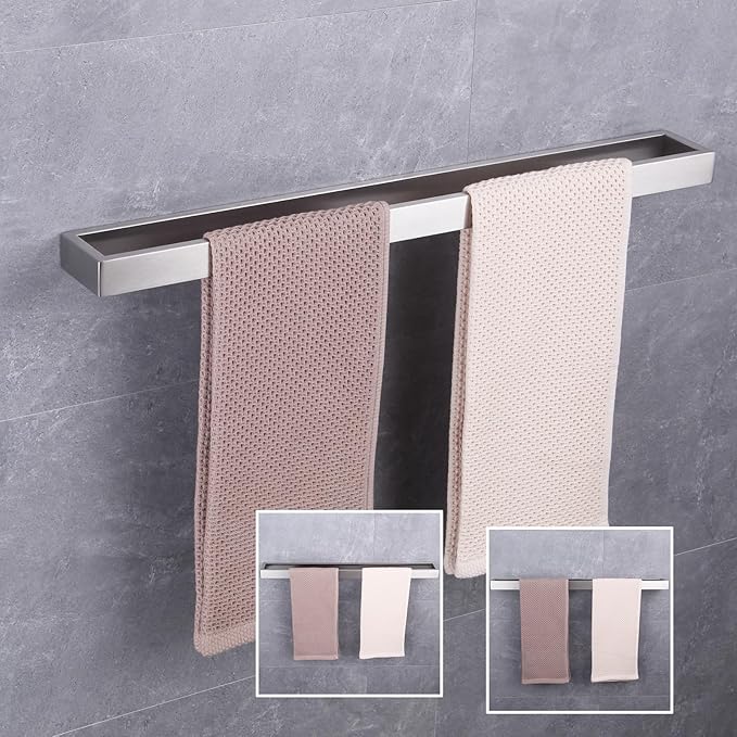 GERZWY Bathroom Towel Bar 24-Inch Brushed Stainless Steel Towel Bar Contemporary Style Wall Mount for Bath Kitchen HG1701(60)-LS