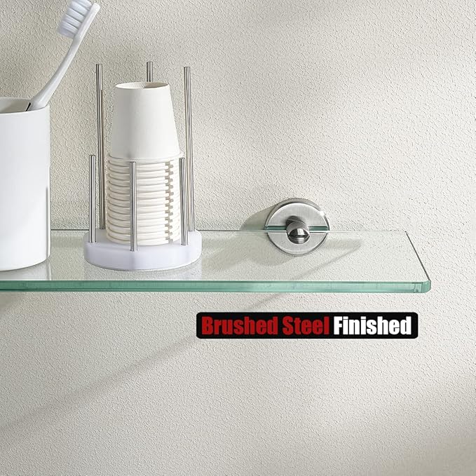 JQK Bathroom Glass Shelf, TGS101L16-BN
