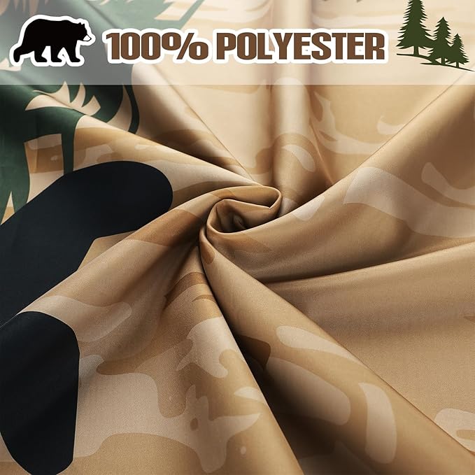 Drydiet 4 Pcs Bear Shower Curtain Set Rustic Cabin Bathroom Decor Farmhouse Waterproof Bear Shower Curtain with Non Slip Rug Toilet Lid Cover Bath Mat and 12 Hooks for Bathroom Decor 71 x 71 Inch