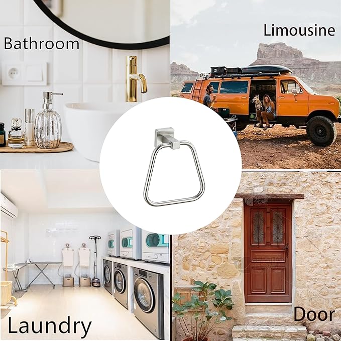 Brushed Nickel Towel Ring for Bathroom 2 Pack, Kitchen Bath Towel Holder Hangers Wall Mount Heavy Duty Stainless Steel