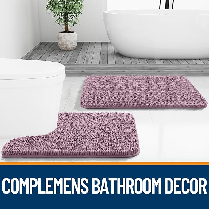 OLANLY Bathroom Rugs 70x24, Extra Soft Absorbent Chenille Bath Rugs, Rubber Backing Quick Dry, Machine Washable Bath Mats for Bathroom Floor, Tub and Shower, Home Decor Accessories, Deep Plum