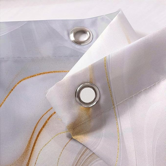 Marble Shower Curtain Abstract Elegant Golden White Wavy Textures,Luxury Soft Color Fabric Shower Curtains for Bathroom Decor 72x72 Inch