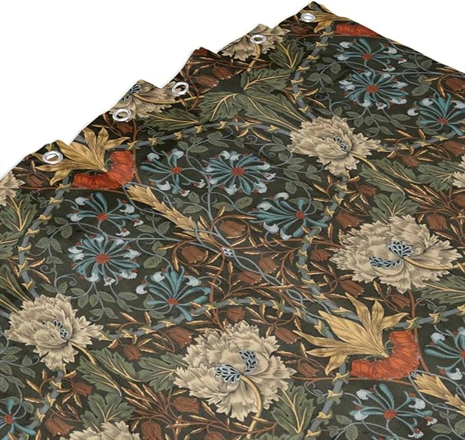 Retro Flower Shower Curtains William Morris Vintage Country Boho Flower Art Print Shower Curtains 66""×72"" Inch, Style-1