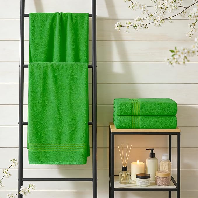 COZYART Spring Green Bath Towels for Bathroom 6 Pcs, Turkish Cotton Bath Towel Set Super Soft Highly Absorbent Durable 650 GSM Shower Towels for Daily Use