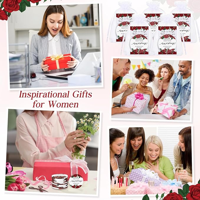 25 Set Mother's Day Inspirational Compact Mirror Religious Bulk Gift for Women Christian Mini Makeup Pocket Mirror Administrative Professional Gift with Card for Volunteer Employee Teacher (Rose)