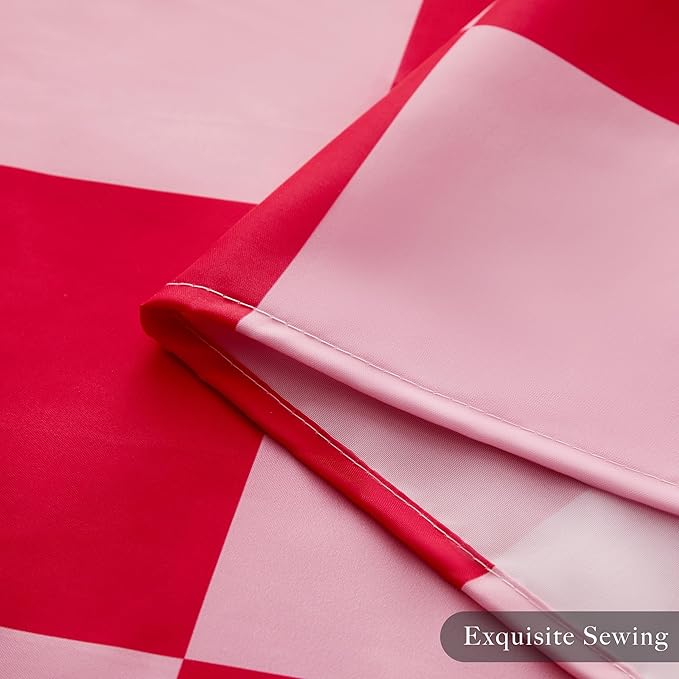 Checkered Shower Curtain, Doule Pink Plaid Shower Curtains for Bathroom, Cute Retro Checkboard Shower Curtain Vintage Aesthetic, Washable Fabric Bath Curtain 72''x72''