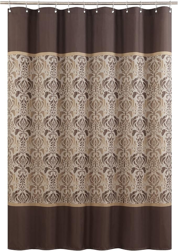 Sterling Country Fabric Rustic Bronze Waterproof Damask Printed Chocolate Polyester Vintage Brown Farmhouse Cloth Bath Stall Shower Curtain for Bathroom,Small 62" W x 72" H