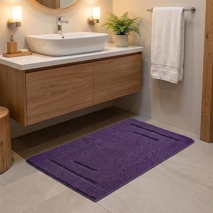 GRANNY SAYS Bathroom Rugs Non Slip, 32" x 20", Bath Rugs for Bathroom Washable, Bath Mats for Floor, Microfiber Mat for Tub, Absorbent Rugs for Shower Room, Purple