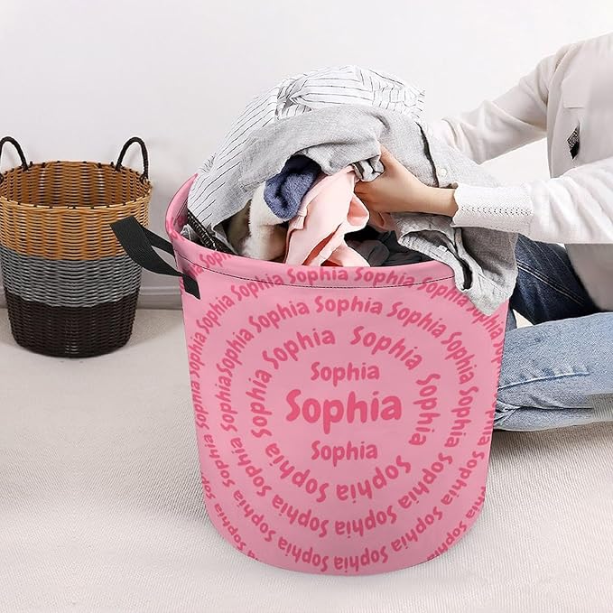 ZOE DAVISON Custom Laundry Baskets with Name,Personalized Name Laundry Hamper for Kids Baby Adults,Collapsible Clothes Storage Organizer,One Size