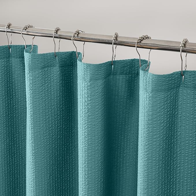 OVZME Turquoise Stall Fabric Shower Curtain 36 x 72 Inch, Soft Waffle Small Shower Curtain for Bathroom with Texture for Narrow Stall Size, Machine Washable Water Resistance, Hotel Style