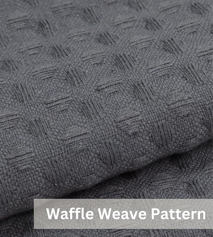 PurpleEssenecs Shower Curtain - Waffle Textured Heavy Duty Thick Fabric for Bathroom, Luxury Weighted Cloth Bath Curtain - Spring Easter Summer - 72" W x 72" L - Pack of 1 - Steel Grey