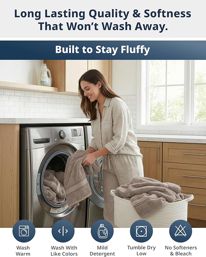 LANE LINEN Extra Large Bath Towels - Zero Twist - Set of 4 Pack (35" x 66" Cotton Towels - Zero Twist Cotton for Long-Lasting fluffiness Always Prepared for Overnight Guests - Platinum