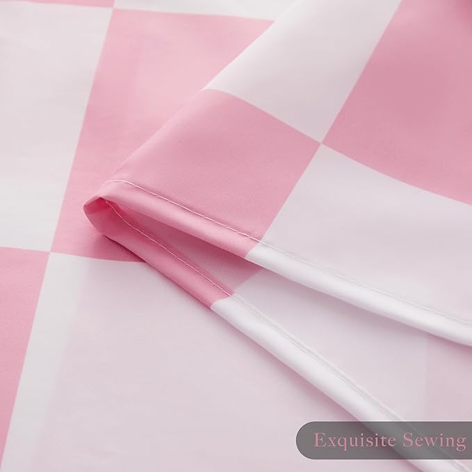 Checkered Shower Curtain, Pink Shower Curtains for Bathroom, Cute Retro Checkboard Shower Curtain Vintage Aesthetic, Washable Fabric Bath Curtain 72''x72''