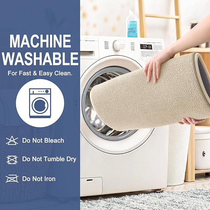 OLANLY Thick Memory Foam Bath Mat Rug 50x30, Extra Soft Absorbent Bathroom Rug, Quick Dry Bath Mats, Non-Slip, Machine Washable Carpet for Bathroom, Tub and Shower, Home Decor Accessories, Beige