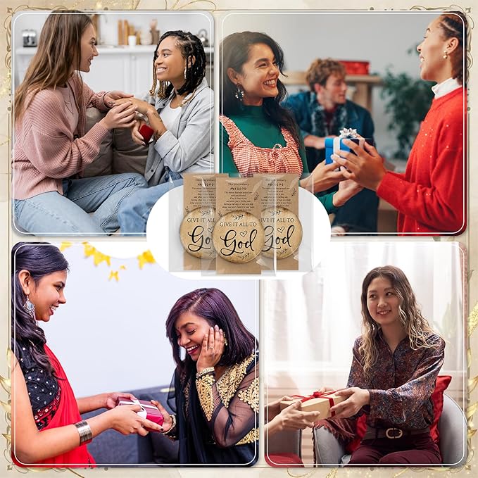 Landical 25 Sets Christian Gifts for Women Bulk Pocket Mirrors with Cards Bags for Mothers Day Stuffers Church Party Favors Religious Gift Bag Fillers, Give It All to God
