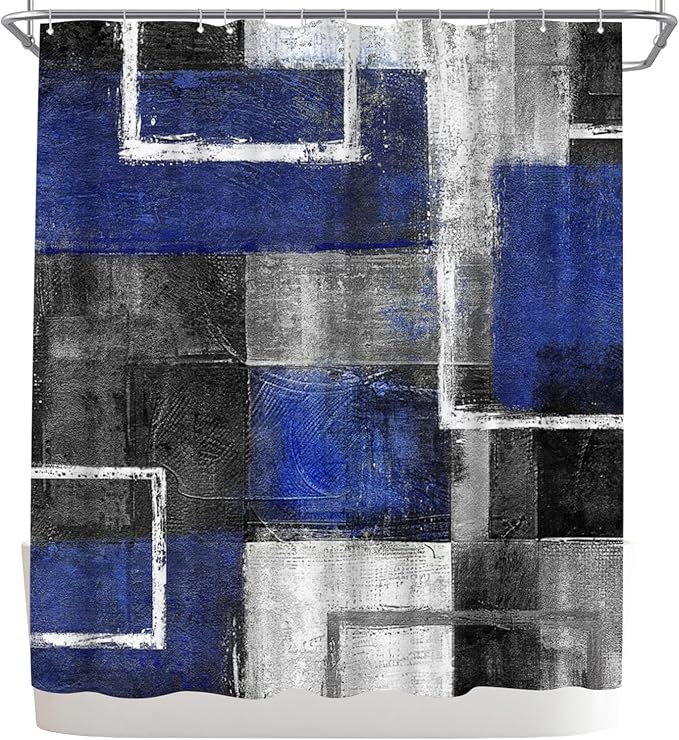 WELMECO Abstract Blue Shower Curtain Geometric Bathroom Decor Polyester Fabric 72x72inch (Blue), WM126