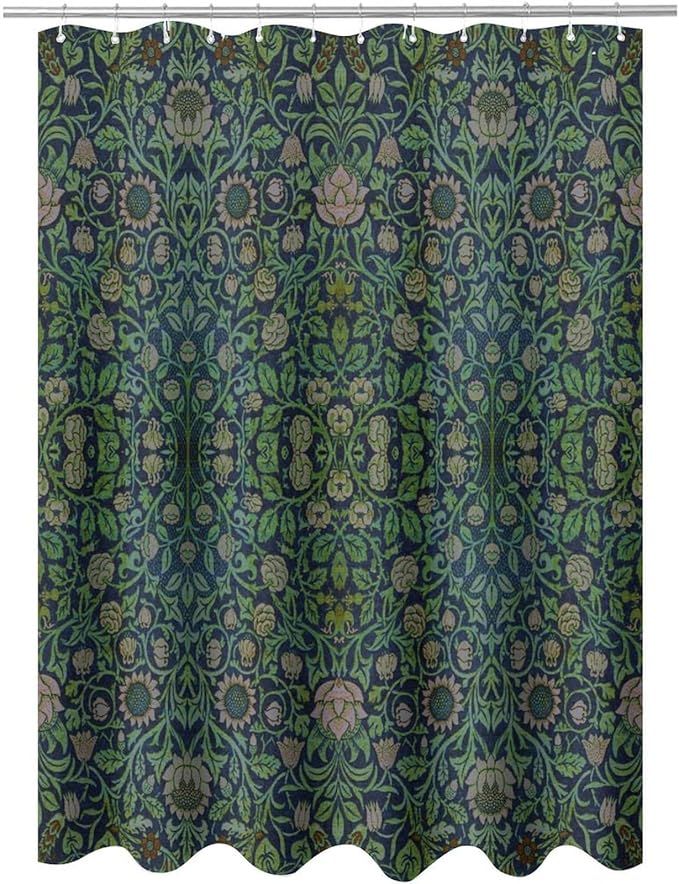 William Morris Original Design Vintage Shower Curtain Furniture Bathroom Fabric Decorations Washable Shower Curtain with Hooks 66x72 Inches(168x183cm), Style-9