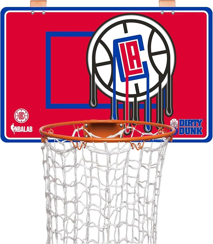 The Dunk Collection Dirty Dunk Basketball Hoop Laundry Hamper - Los Angeles Clippers, NBA, Red/Blue