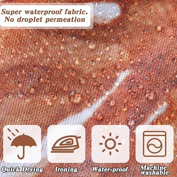 Drydiet 4 Pcs Fall Shower Curtain Sets 71 x 71 in Thanksgiving Autumn Non Slip Rugs Toilet Lid Cover Bath Mat and 12 Hooks Fall Bathroom Shower Curtain for Thanksgiving Harvest Farmhouse Home Decor